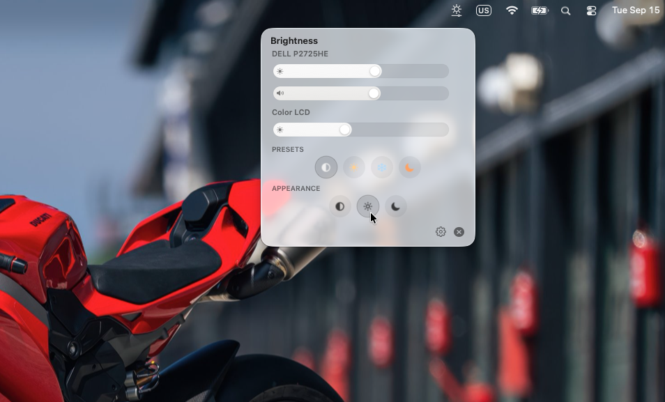 Screen Bright with the Standard color preset selected